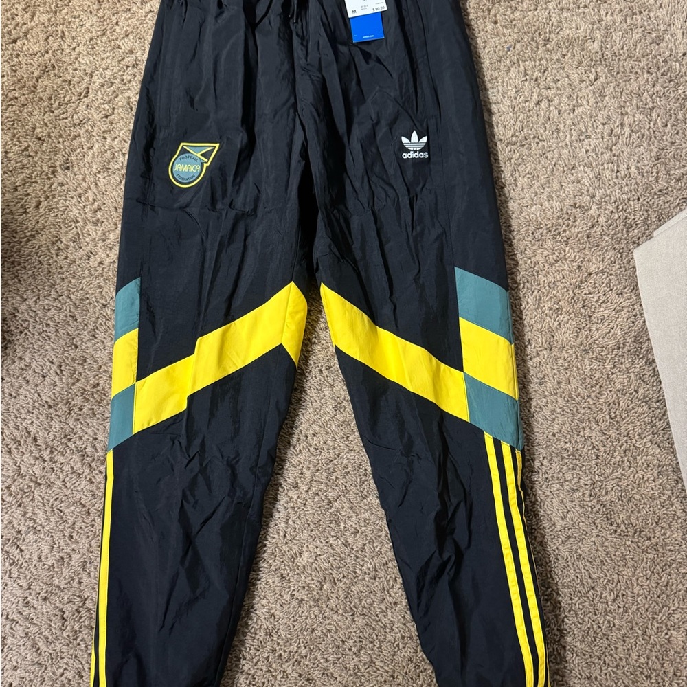 Adidas Jamaica OG Track Pants Medium Mens Black Green Yellow Woven Soccer